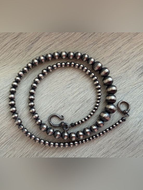 Navajo Jewelry - ❤️ 18” 3mm to 8mm Graduated Desert Pearls Navajo Beads Necklace Sterling Unisex